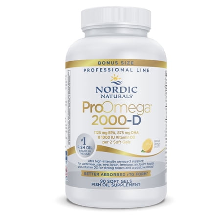 Nordic Naturals ProOmega 2000-D with Vitamin D3, Softgels, 2150 Mg, 90 Ct