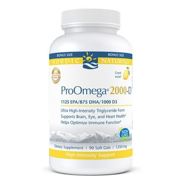 Nordic Naturals ProOmega 2000-D with Vitamin D3, Softgels, 2150 Mg, 90 Ct
