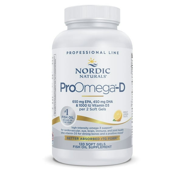 Nordic Naturals ProOmega-D Softgels, 1280 mg, Lemon, Fish Oil, 120 Ct
