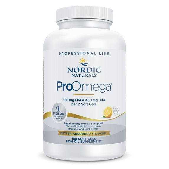 Nordic Naturals ProOmega Softgels, Lemon, 1280 mg, Fish Oil, 180 Ct
