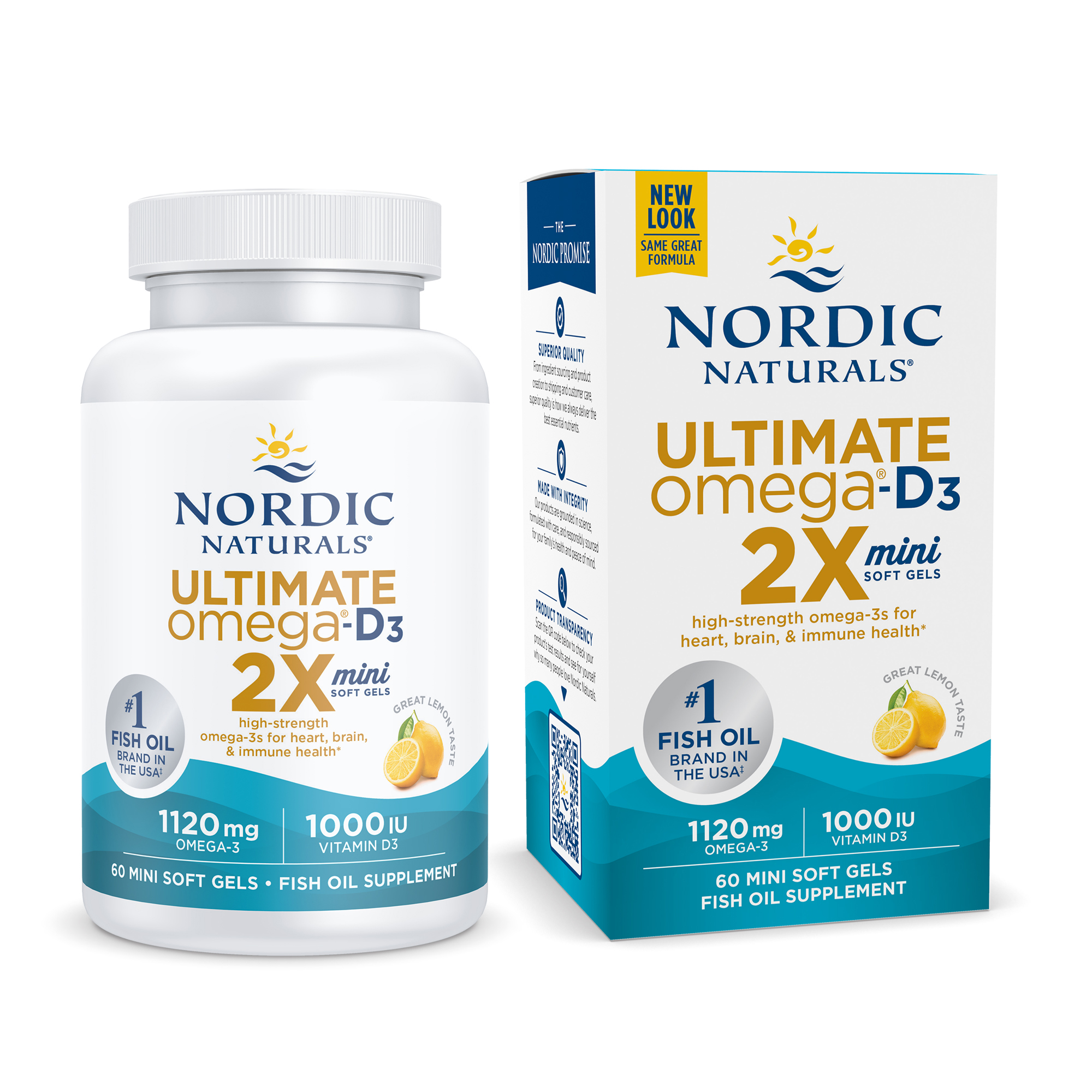 Nordic Naturals Ultimate Omega 2X Mini with D3, Softgels, 1120 Mg, 60 Ct - image 1 of 8