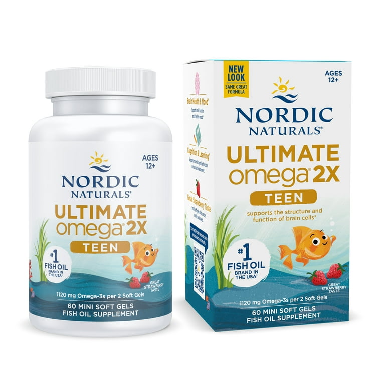 Nordic Naturals Ultimate Omega 2X Teen Soft Gels, Fish Oil 60 Ct. 