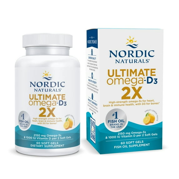 Nordic Naturals Ultimate Omega 2X with Vitamin D3, Softgels, 2150 Mg, 60 Ct