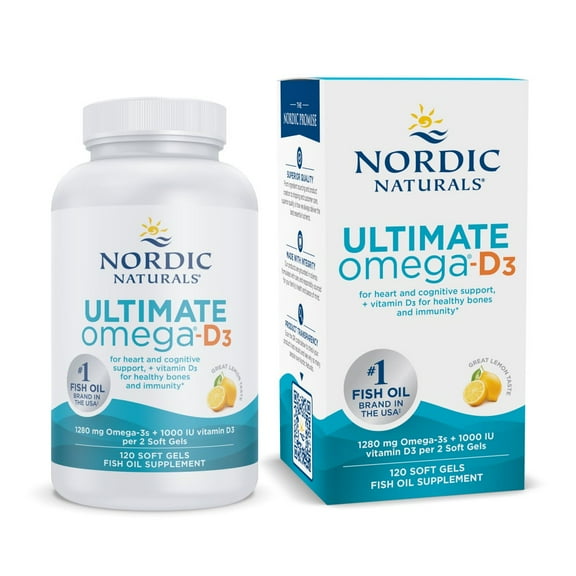 Nordic Naturals Ultimate Omega-D3 Softgels, Lemon, 1280 mg, Fish Oil 120 Ct
