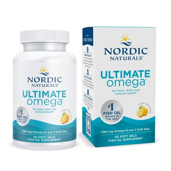 Nordic Naturals Ultimate Omega Softgels, Lemon, 1280 mg, Fish Oil, 60 Ct
