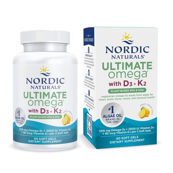 Nordic Naturals Ultimate Omega with D3 + K2, Lemon Taste - 60 Count