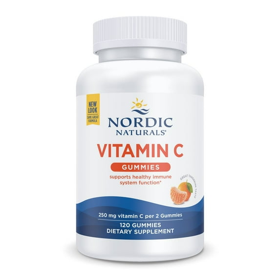 Nordic Naturals Vitamin C Gummies, 250 Mg, Tart Tangerine Flavor, 120 Ct