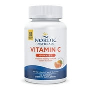 Nordic Naturals Vitamin C Gummies, 250 Mg, Tart Tangerine Flavor, 60 Ct