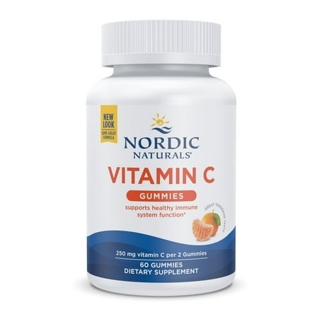 Nordic Naturals Vitamin C Gummies, 250 Mg, Tart Tangerine Flavor, 60 Ct