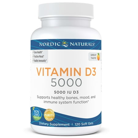 Nordic Naturals Vitamin D3 5000, Soft Gel, Orange, 120 Piece