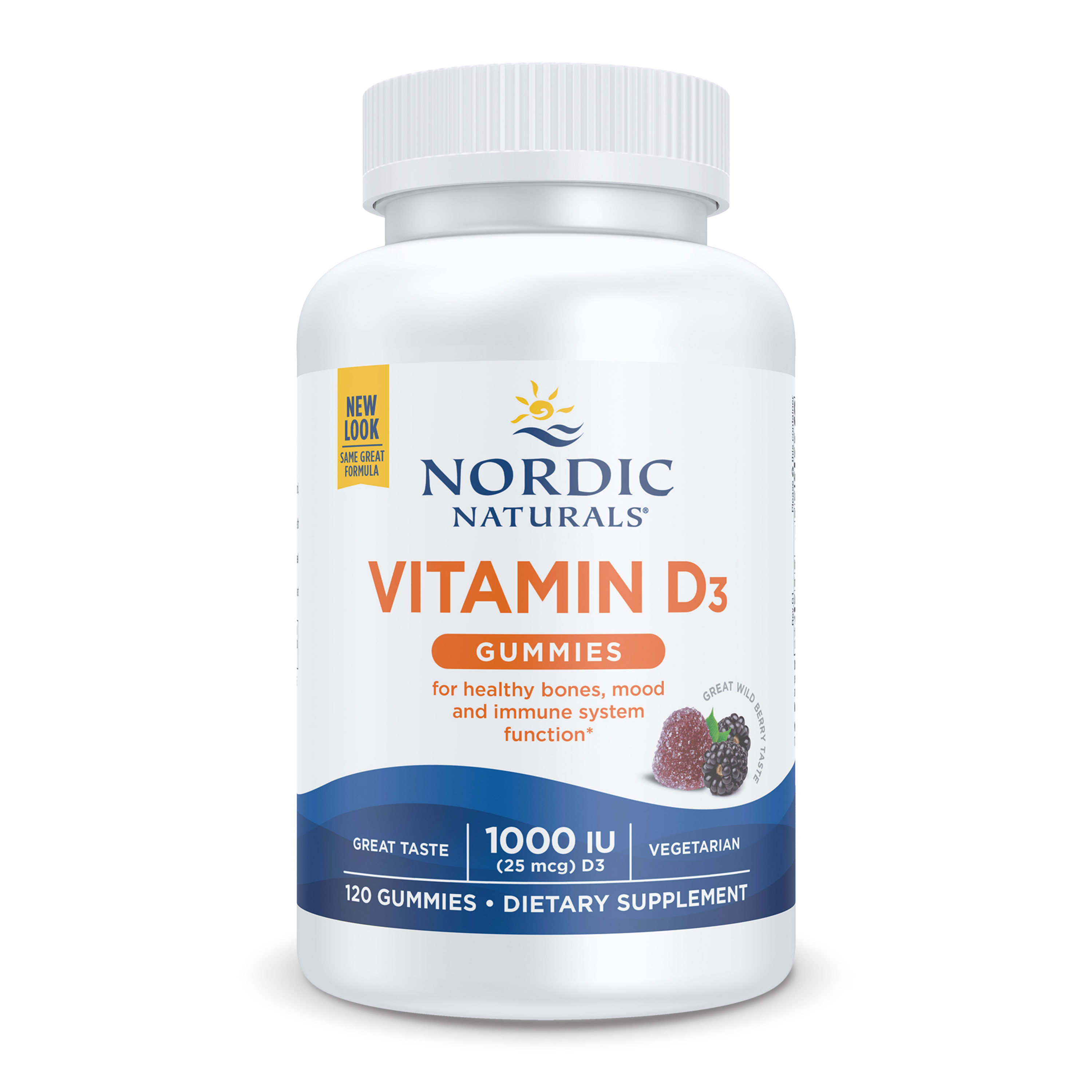 Nordic Naturals Vitamin D3 Gummies, 1000 IU, Great Taste, Non-GMO, 120 Ct - image 1 of 6