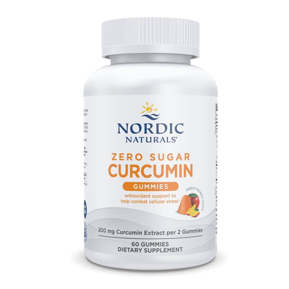 Nordic Naturals Zero Sugar Curcumin Gummies, 200 Mg, Non-GMO, 60 Count