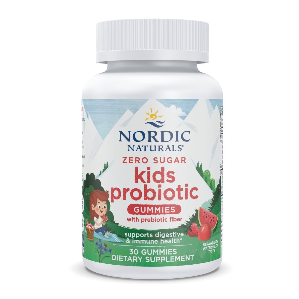 Nordic Naturals Zero Sugar Kids Probiotic Gummies, 1.5 billion CFU, Strawberry Watermelon - 30 Gummies