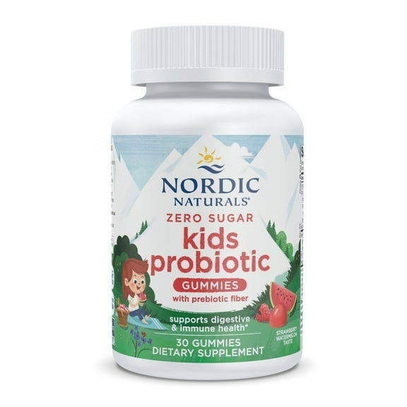 Nordic Naturals Zero Sugar Kids Probiotic Gummies, 1.5 billion CFU, Strawberry Watermelon - 30 Gummies