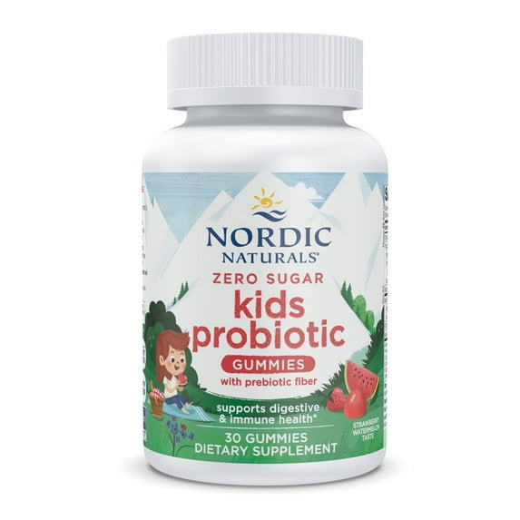 Nordic Naturals Zero Sugar Kids Probiotic Gummies, 1.5 billion CFU, Strawberry Watermelon - 30 Gummies