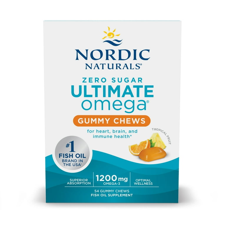 Nordic Naturals Zero Sugar Ultimate Omega Gummy Chews Tropical Fruit 54 ct