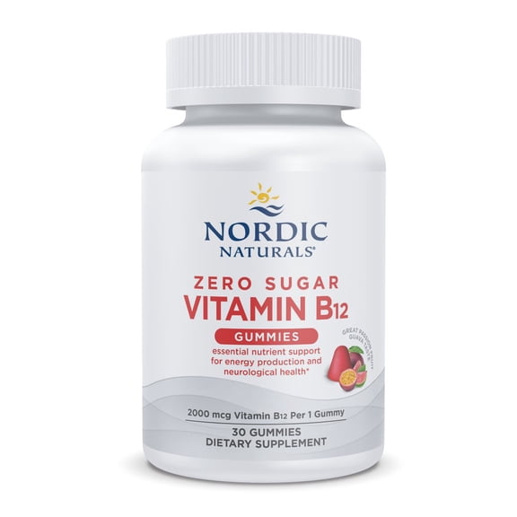 Nordic Naturals Zero Sugar Vitamin B12 Gummies, Passion Fruit Guava - 30 Gummies