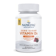 Nordic Naturals Zero Sugar Vitamin D3 Gummies, 1000 IU, Non-GMO, 60 Ct