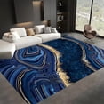 thumbnail image 1 of Nordic Navy Blue Gold Marble Area Rug Luxury Abstract Stain Print Carpet Easy Clean Washable Room Sofa Living Bedroom Home Decor Floor Mats 5x6 Non-slip Soft Living Room Modern, 1 of 5