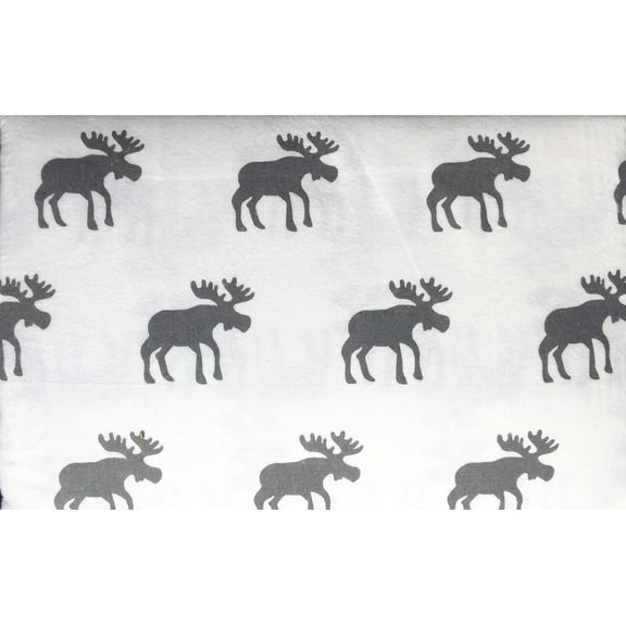 Nordic North Cotton 3 Piece Twin Size Turkish Flannel Sheet Set Luxe Moose Gray on White