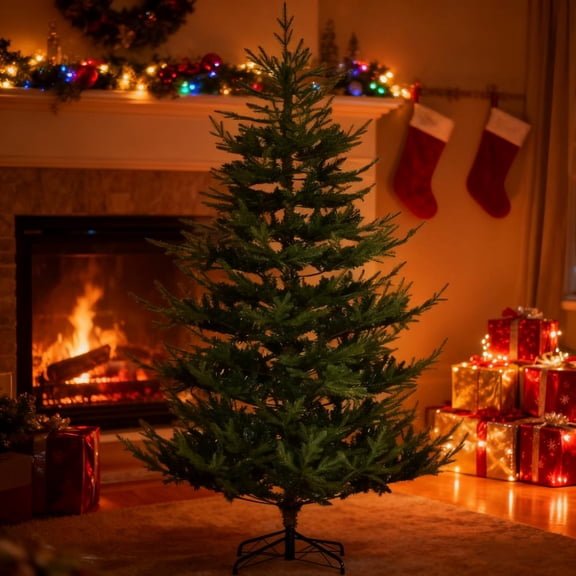 Nordic Pine Hinged Xmas Tree, Artificial Christmas Tree with Realistic Branches
