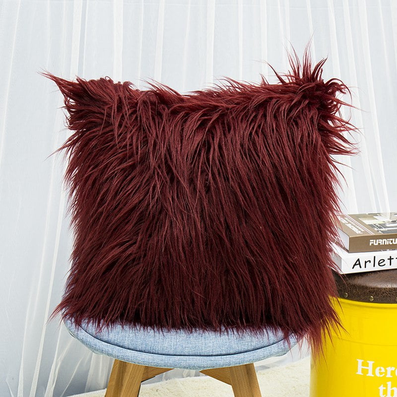 Burgundy fur clearance pillow