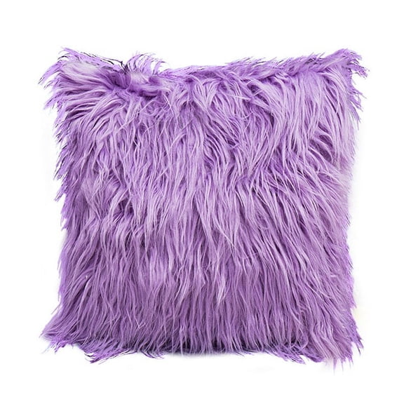 Nordic Posh Style Pillow Cover,Deluxe Home Decorative Super Soft Plush Mongolian Faux Fur Throw Pillow Cover Cushion Case 18 x 18",Purple