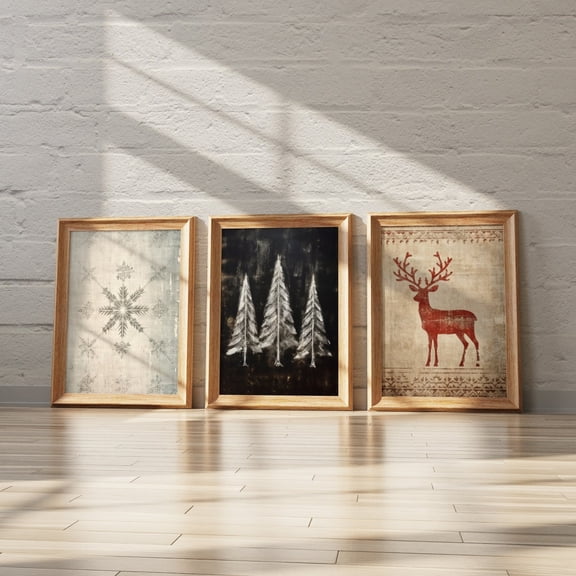 Nordic Prints Chalkboard Trees Reindeer Style, Poster Only