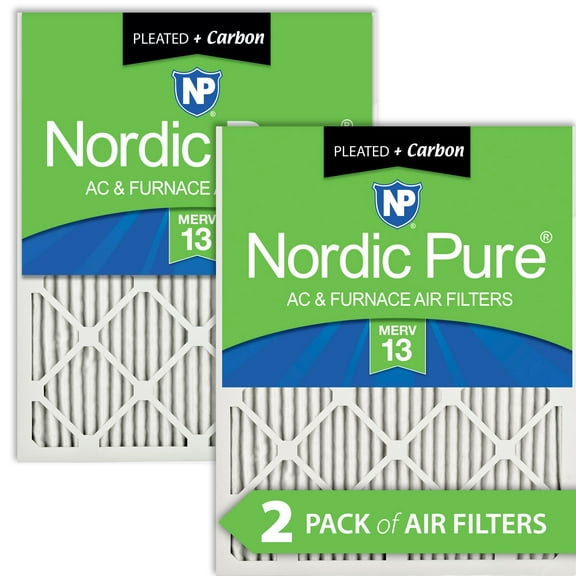 Nordic Pure 10x10x1 Pleated Air Filters MERV 13 Plus Carbon 2 Pack