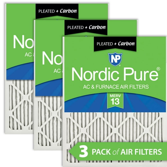 Nordic Pure 10x24x1 Pleated Air Filters MERV 13 Plus Carbon 3 Pack