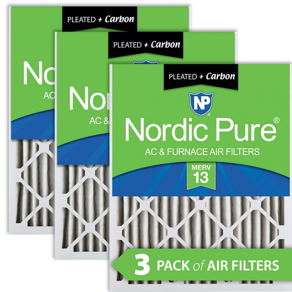 Nordic Pure 12x24x2 Pleated Air Filters MERV 13 Plus Carbon 3 Pack