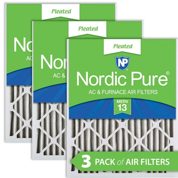 Nordic Pure 12x25x2 Pleated MERV 13 Air Filters 3 Pack