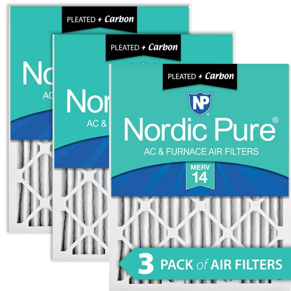 Nordic Pure 14x20x2 Pleated Air Filters MERV 14 Plus Carbon 3 Pack