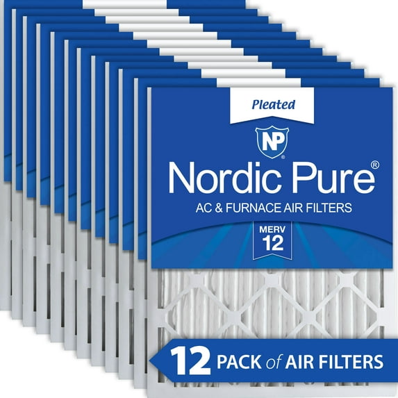 Nordic Pure 16x20x2 Pleated MERV 12 Air Filters 12 Pack