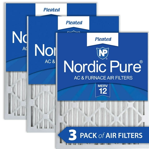 Nordic Pure 16x20x2 Pleated MERV 12 Air Filters 3 Pack