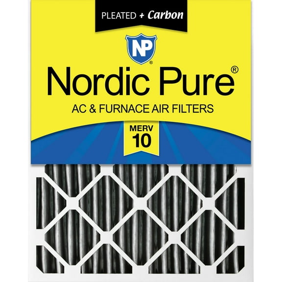 Nordic Pure 16x20x4 (3 5/8) Furnace Air Filters MERV 10 Pleated + Carbon 1 Pack