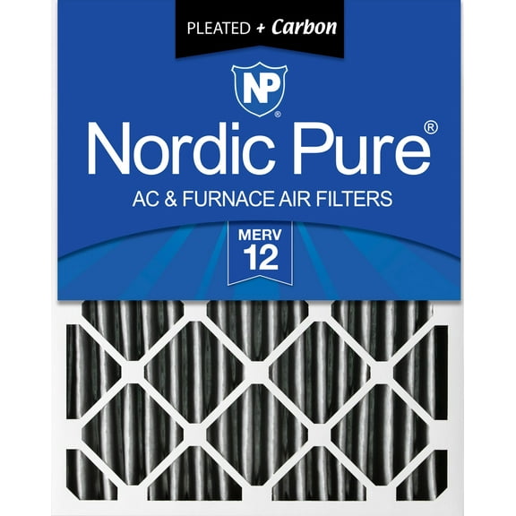 Nordic Pure 16x20x4 (3 5/8) Pleated Air Filter MERV 12 Pleated + Carbon 1 Pack