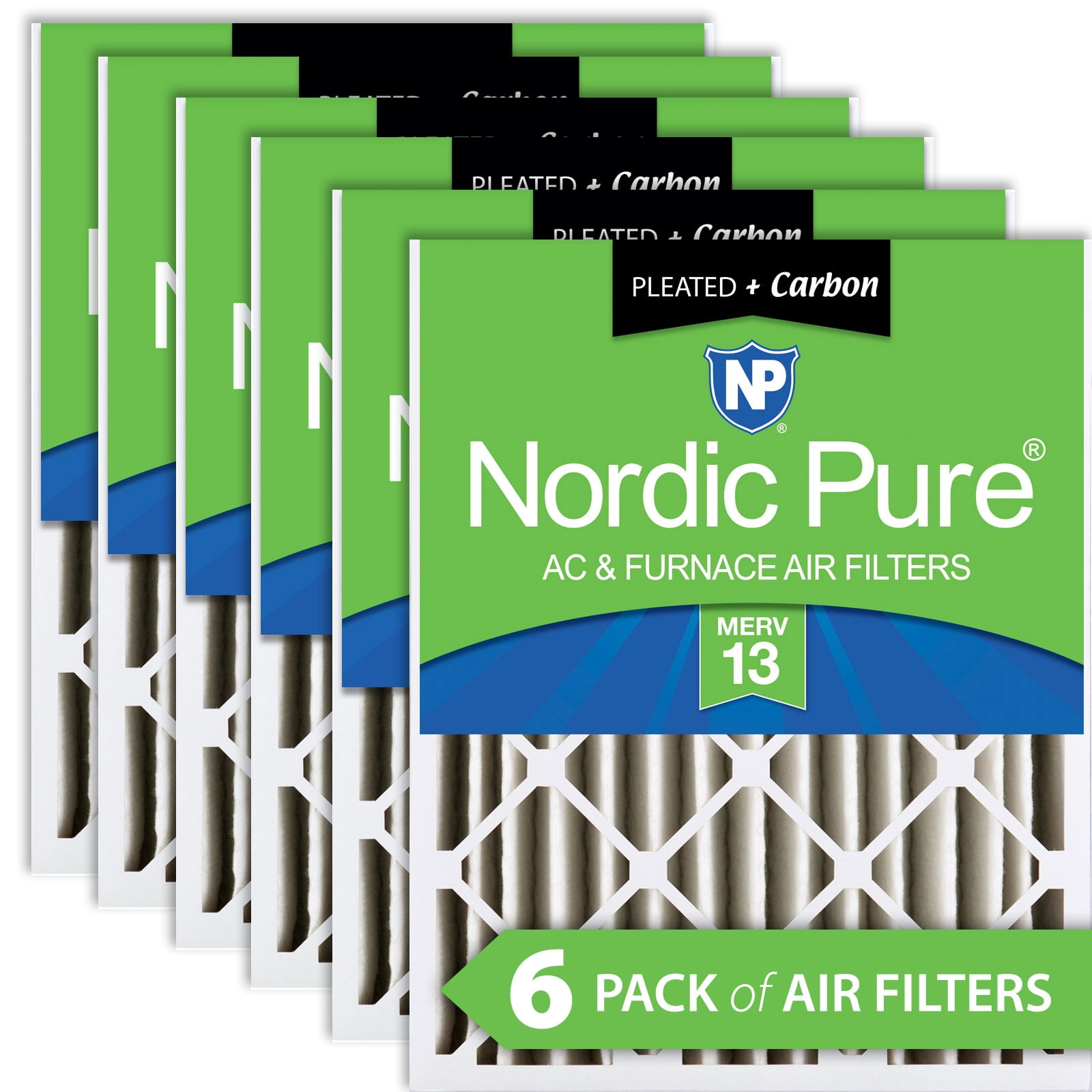 Nordic Pure 16x20x4 (3 5/8) Pleated Air Filters MERV 13 Plus Carbon 6