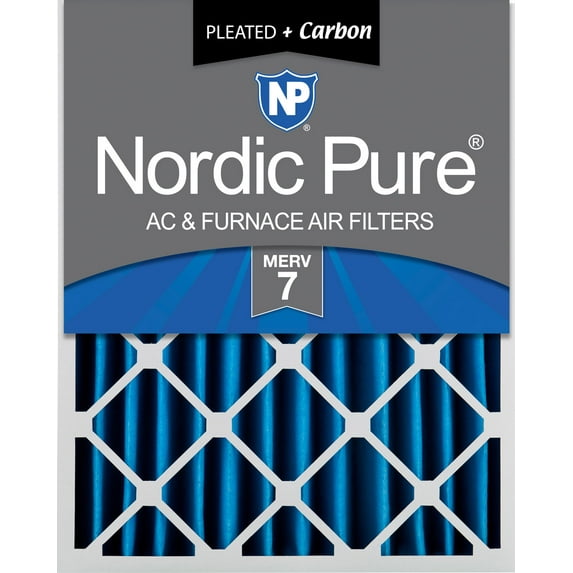 Nordic Pure 16x20x4 (3 5/8) Pleated Air Filters MERV 7 Plus Carbon 1 Pack