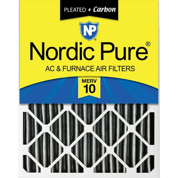 Nordic Pure 16x24x4 (3 5/8) Furnace Air Filters MERV 10 Pleated + Carbon 1 Pack