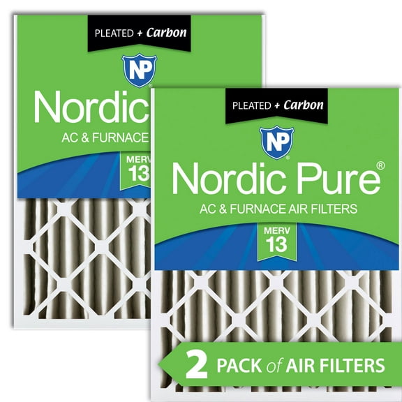 Nordic Pure 16x24x4 (3 5/8) Pleated Air Filters MERV 13 Plus Carbon 2 Pack