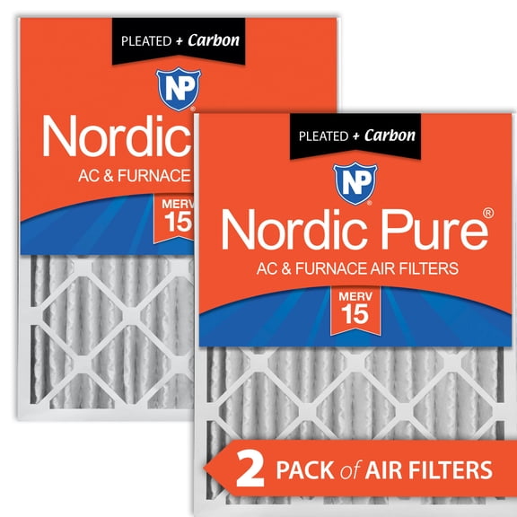 Nordic Pure 16x24x4 (3 5/8) Pleated Air Filters MERV 15 Plus Carbon 2 Pack