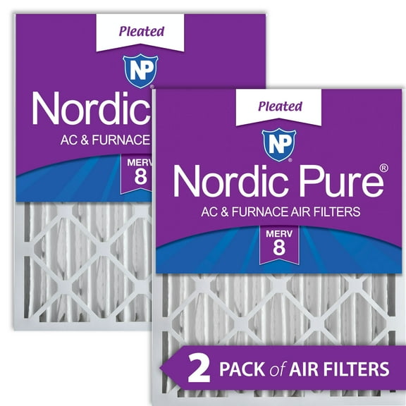 Nordic Pure 16x24x4 (3 5/8) Pleated MERV 8 Air Filters 2 Pack