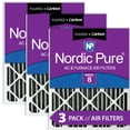 thumbnail image 1 of Nordic Pure 16x25x2 Furnace Air Filters MERV 8 Pleated Plus Carbon 3 Pack, 1 of 7