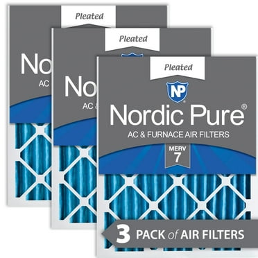 Nordic Pure 16x25x2 Pleated MERV 7 Air Filters 3 Pack
