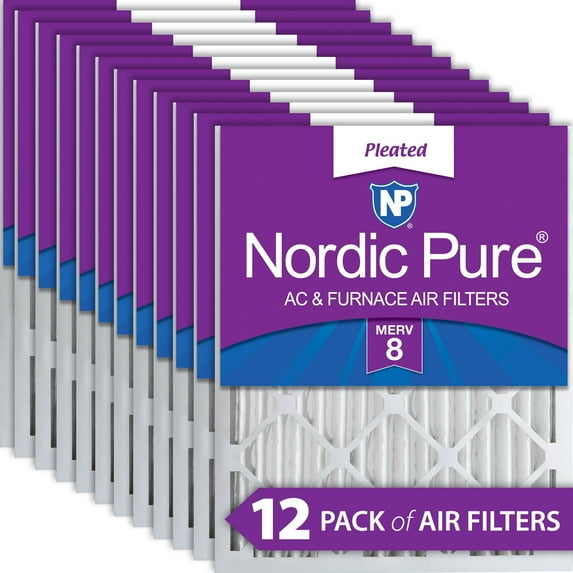 Nordic Pure 16x25x2 Pleated MERV 8 Air Filters 12 Pack