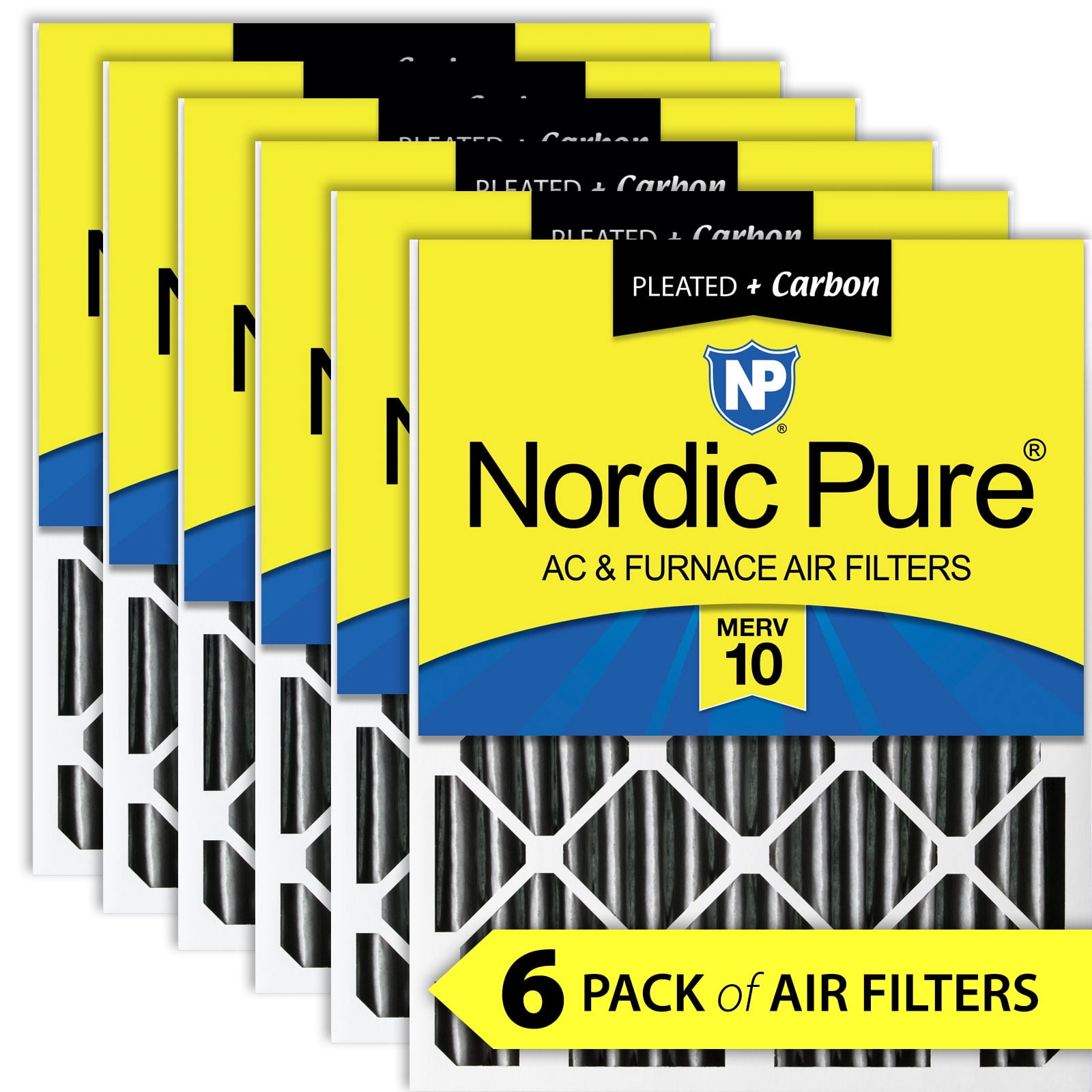 Nordic Pure 16x25x4 (3 5/8) Furnace Air Filters MERV 10 Pleated