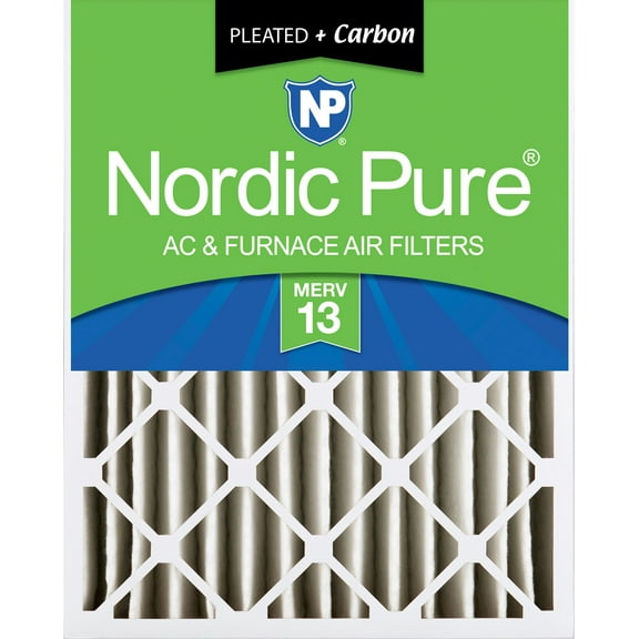 Nordic Pure 16x25x4 (3 5/8) Pleated Air Filters MERV 13 Plus Carbon 1 Pack