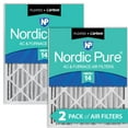 thumbnail image 1 of Nordic Pure 16x25x4 (3 5/8) Pleated Air Filters MERV 14 Plus Carbon 2 Pack, 1 of 7