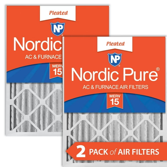 Nordic Pure 16x25x4 (3 5/8) Pleated MERV 15 Air Filters 2 Pack